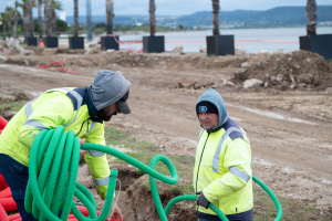 Travaux plage littorale