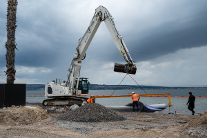 Travaux plage littorale
