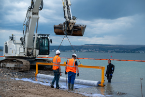 Travaux plage littorale