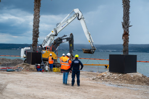 Travaux plage littorale