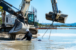 Travaux plage littorale